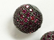 10mm Micro Pave Set Fuchsia CZ Bead, Dark Rhodium Finish