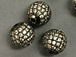 10mm Micro Pave Set CZ Bead,  Dark Rhodium Finish (aka Gunmetal or black)