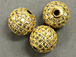 10mm Micro Pave Set CZ Bead,  Gold Finish