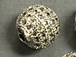 10mm Micro Pave Set CZ Bead,  Rhodium Finish