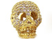 Micro Pave Set CZ Skull Bead, Gold Finish, 17x12mm