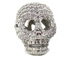 Micro Pave Set CZ Skull Bead, Silver Rhodium Finish, 17x12mm