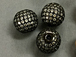 12mm Micro Pave Set CZ Bead,  Dark Rhodium Finish (aka Gunmetal or black)