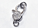 CZ Pave Clasp 16mm Lobster Claw Clasp, Rhodium Silver Finish