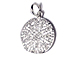 CZ Pave Pendant 18mm Disc  Pendant, Rhodium Silver Finish