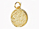 CZ Pave Pendant 15mm Disc  Pendant, Gold Finish