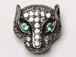 CZ Pave Bead, Panther, Dark Rodium/Gunmetal Finish Finish 9mm x 9mm x 4mm