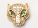CZ Pave Bead, Panther, Gold Finish 9mm x 9mm x 4mm