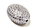 CZ Pave Beads 15mm Oval Beads, Rhodium Silver Finish