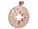 CZ Pave Pendant 25mm Cut Out Star Disc Pendant, Rose Gold Finish