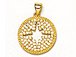 CZ Pave Pendant 18mm Cut Out Star Disc Pendant, Gold Finish