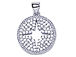 CZ Pave Pendant 18mm Cut Out Star Disc Pendant, Rhodium Silver Finish