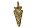 CZ Pave Pendant 27.5x11.5mm Arrowhead Pendant, Gold Finish