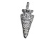 CZ Pave Pendant 27.5x11.5mm Arrowhead Pendant, Rhodium Silver Finish