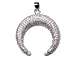 CZ Pave Pendant 27mm x 29mm Moon Pendant, Rhodium Silver Finish