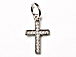 CZ Pave Pendant 10mm x 15mm Cross Pendant, Rhodium Silver Finish