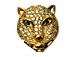 CZ Pave Beads 14x13.5mm Panther Beads, Gold Finish