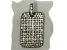 Micro Pave Set CZ Dog Tag Pendant, Dark Rhodium Finish (aka Gunmetal or black)