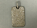 Micro Pave Set CZ Dog Tag Pendant, Rhodium Finish, 27mm x 18mm