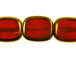 Flat Rectangular Glass Bead Strand - Red