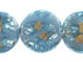 Flat 28mm Round Foiled Glass Bead Strand - Blue