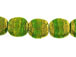 Flat 15mm Rounded Square Foiled Glass Bead Strand - Green