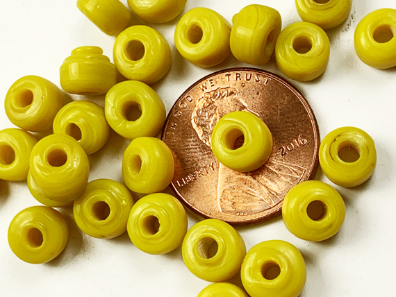 9mm Opaque yellow Matt/Frosted Crow  Beads