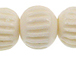 White Carved Round Bone Bead Strand