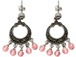 Sterling Silver Marcasite Earrings Pair with Pink Beads