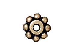 50 - TierraCast Oxidized Brass Finish 6mm Beaded Daisy Pewter Heishi Spacer Bead