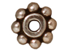 50 - TierraCast Antique Silver Plated 6mm Beaded Daisy Pewter Heishi Spacer Bead