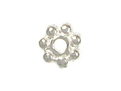 100 - TierraCast Bright Silver Plated 4mm Beaded Daisy Heishi Spacer Bead