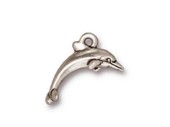 10 - TierraCast Pewter CHARM Dolphin, Antique Silver Plated