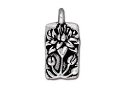 10 - TierraCast Pewter Antique Silver Floating Lotus Charm