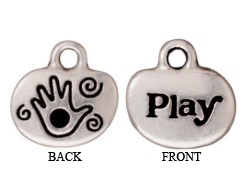 10 - TierraCast Pewter CHARM Play / Hand with Stone Setting, Antique Silver Plated
