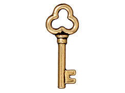 10 - TierraCast 22mm Pewter Charm Key Antique Gold Plated