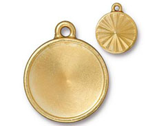 5 - TierraCast Pewter 18mm Rivoli Settings or Holders, Faceted Round Frame Bright Gold Plated