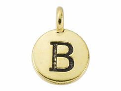 TierraCast Pewter Alphabet Charm Antique Gold Plated -  B