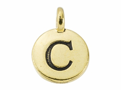 TierraCast Pewter Alphabet Charm Antique Gold Plated -  C