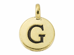 TierraCast Pewter Alphabet Charm Antique Gold Plated -  G