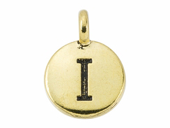 TierraCast Pewter Alphabet Charm Antique Gold Plated -  Iota