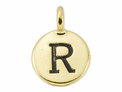TierraCast Pewter Alphabet Charm Antique Gold Plated -  R