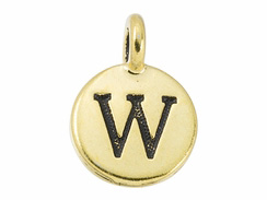 TierraCast Pewter Alphabet Charm Antique Gold Plated -  W