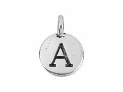 TierraCast Pewter Alphabet Charm Antique Silver Plated -  A