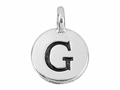 TierraCast Pewter Alphabet Charm Antique Silver Plated -  G
