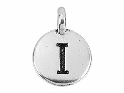 TierraCast Pewter Alphabet Charm Antique Silver Plated -  I