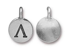 TierraCast Pewter Alphabet Charm Antique Silver Plated -  Lambda