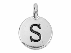 TierraCast Pewter Alphabet Charm Antique Silver Plated -  S