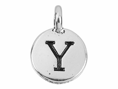 TierraCast Pewter Alphabet Charm Antique Silver Plated -  Y