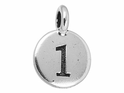 TierraCast Pewter Number Charm Antique Silver Plated - 1